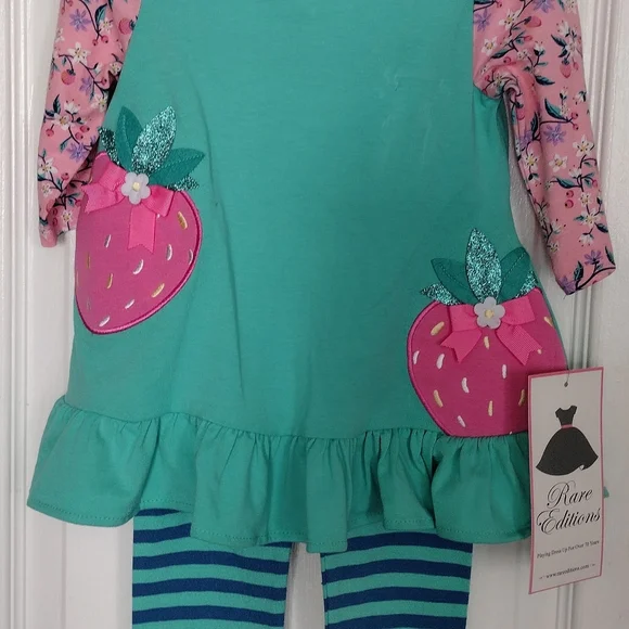 Rare Editions Strawberry 🍓 2 Piece Girl's Outfit Size 2T NWT - Picture 8 of 9